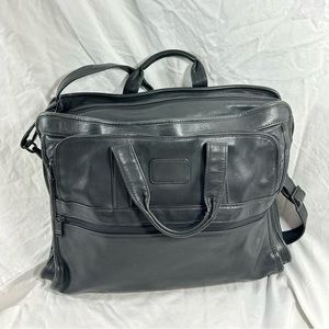 Vintage TUMI black nappa leather multi pocket briefcase messenger bag